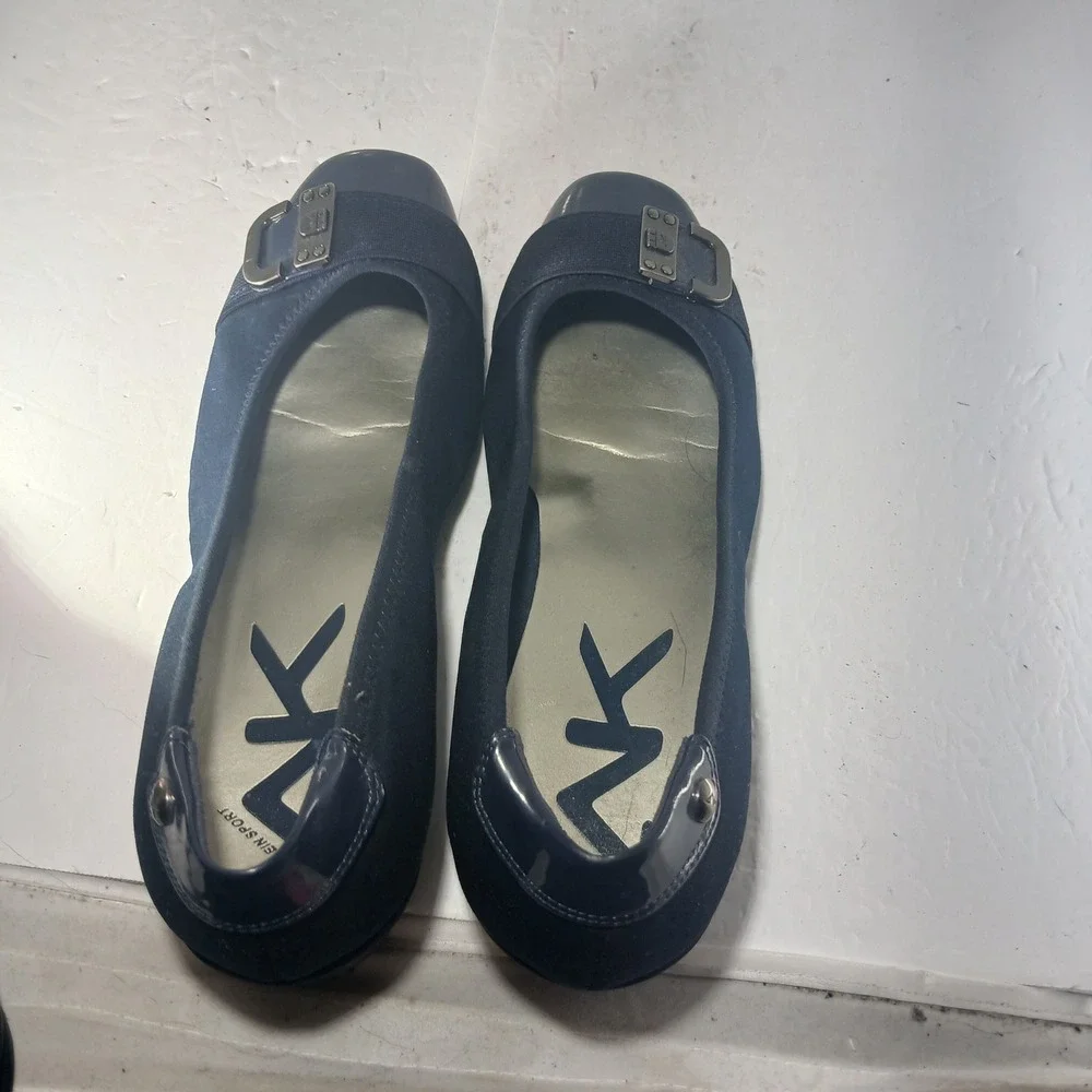 Anne Klein Sport Wedge Pumps 8M Navy Blue Business Casual Professional